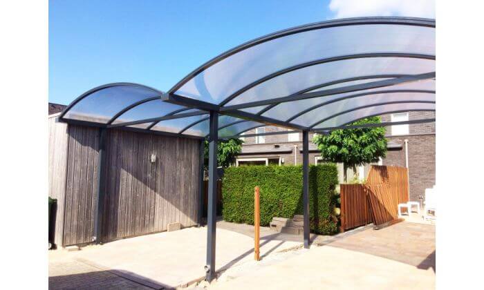 Dubbele boog carport aluminium antraciet