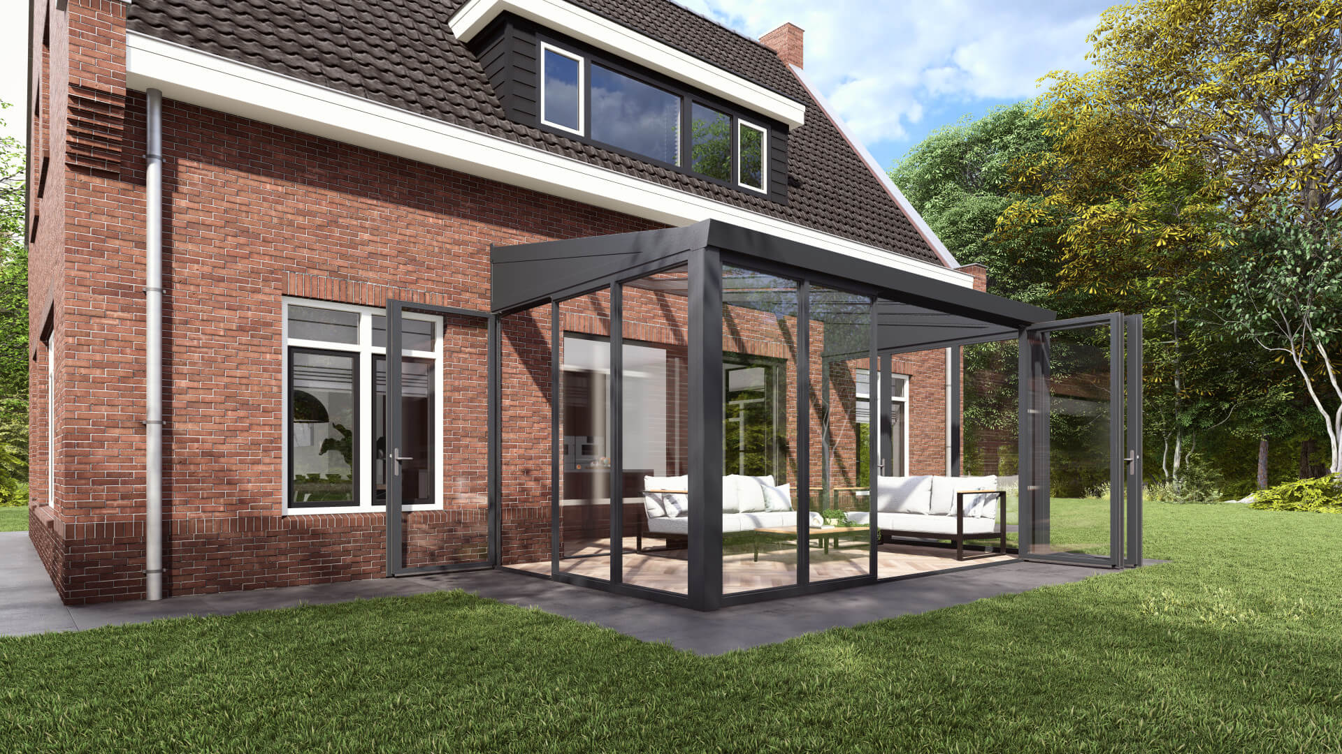 Schuifwand met deuren half open