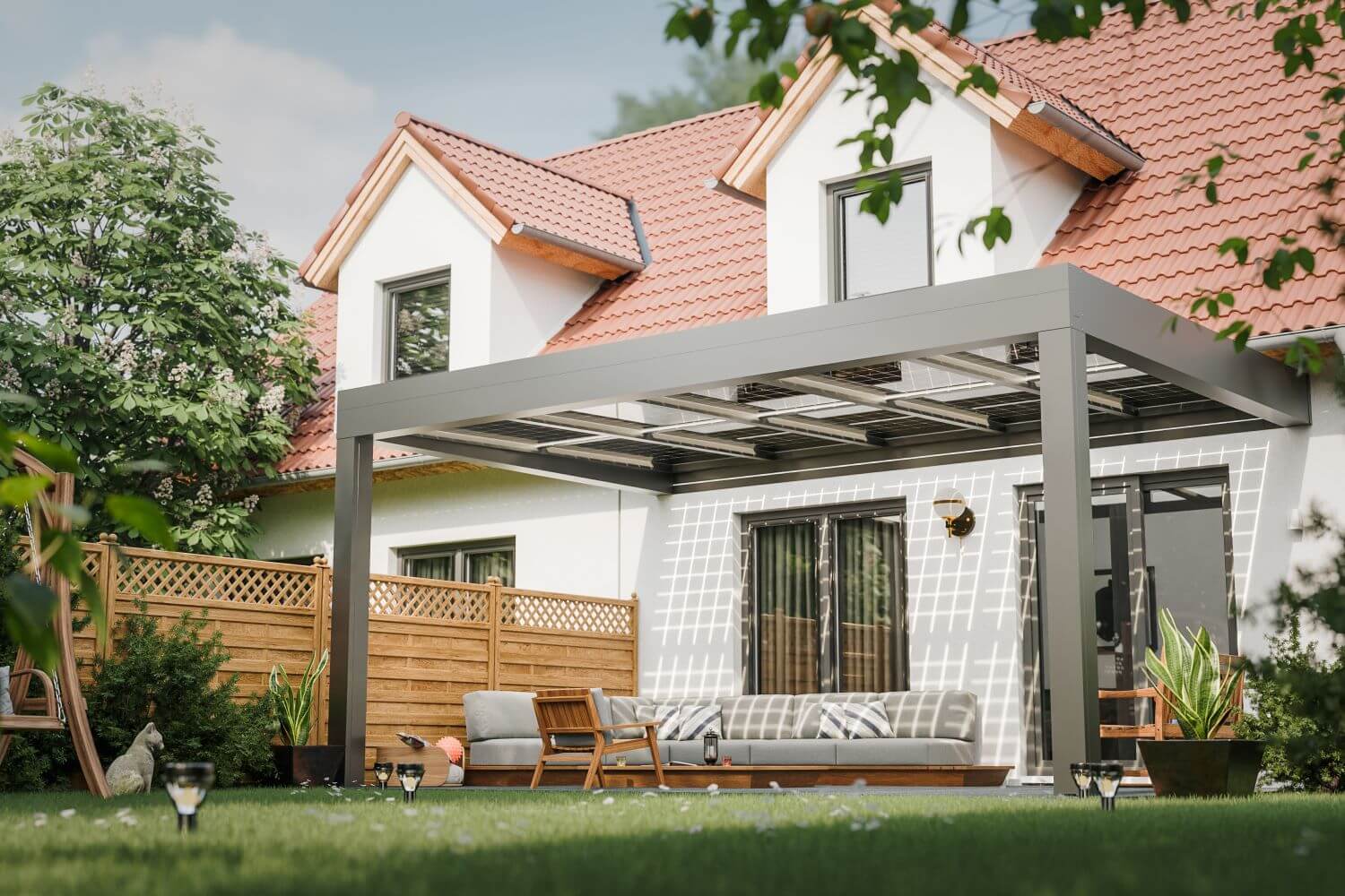 Danenberg Shop - Aluminium Terrasoverkapping Cubo Solar - Muuraanbouw