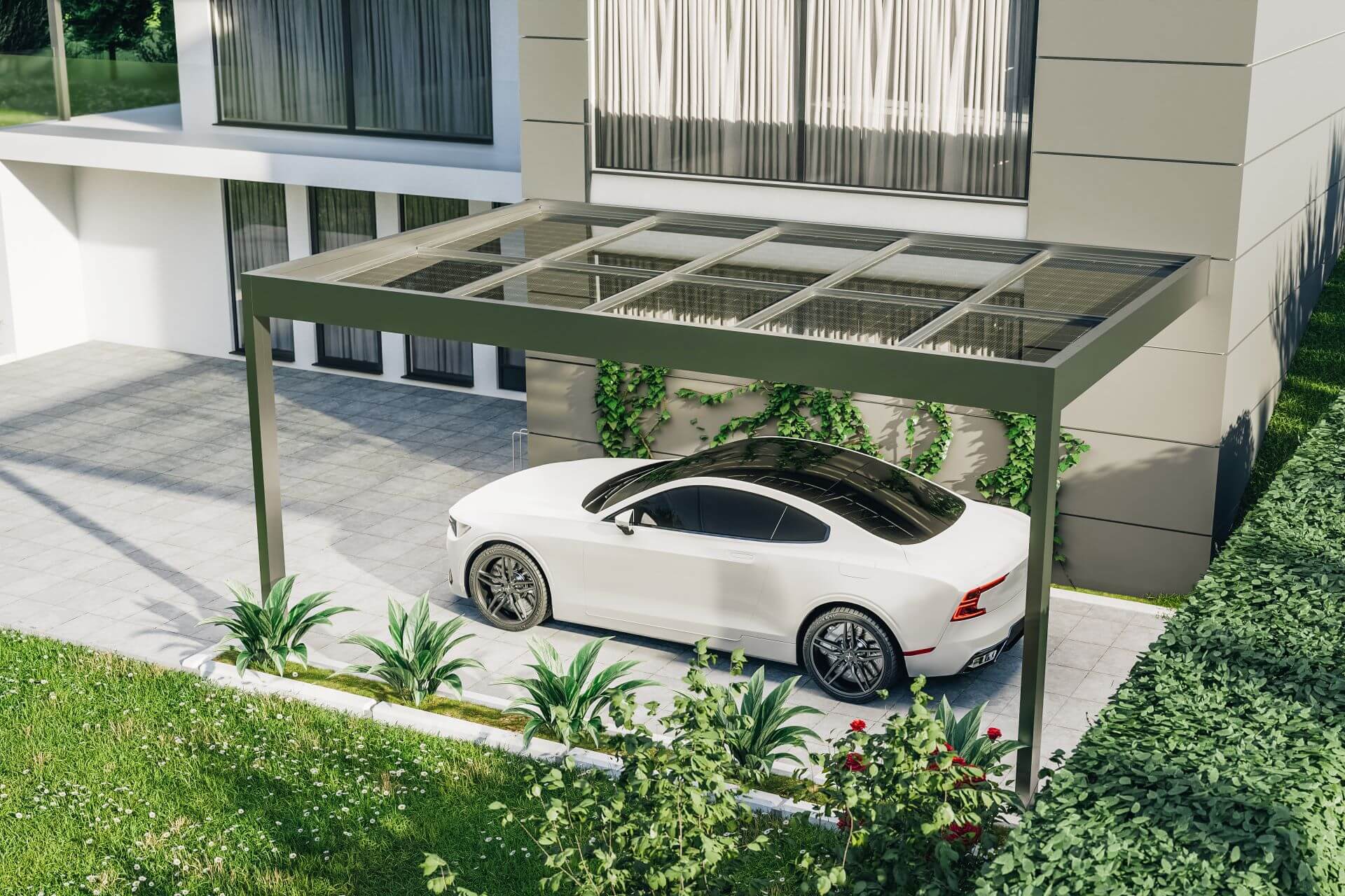 Danenberg Shop - Aluminium Terrasoverkapping Cubo Solar - Muuraanbouw