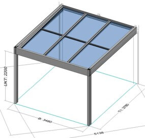 Danenberg Shop - Aluminium Terrasoverkapping Cubo Solar - Muuraanbouw