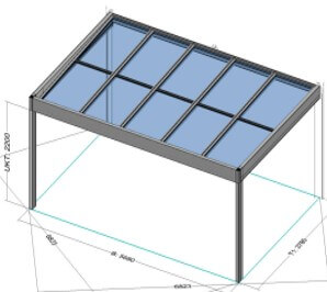 Danenberg Shop - Aluminium Terrasoverkapping Cubo Solar - Muuraanbouw