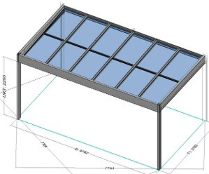 Danenberg Shop - Aluminium Terrasoverkapping Cubo Solar - Muuraanbouw